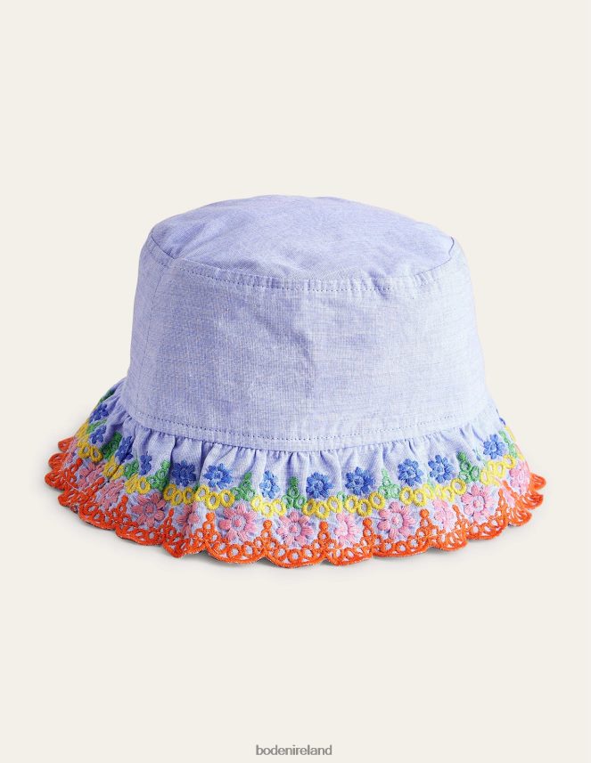 Chambray Blue Accessory Broderie Bucket hat Boden Baby L466L6561