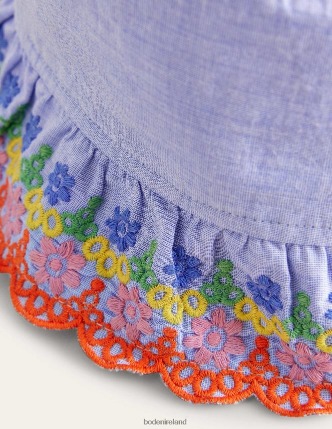 Chambray Blue Accessory Broderie Bucket hat Boden Baby L466L6561
