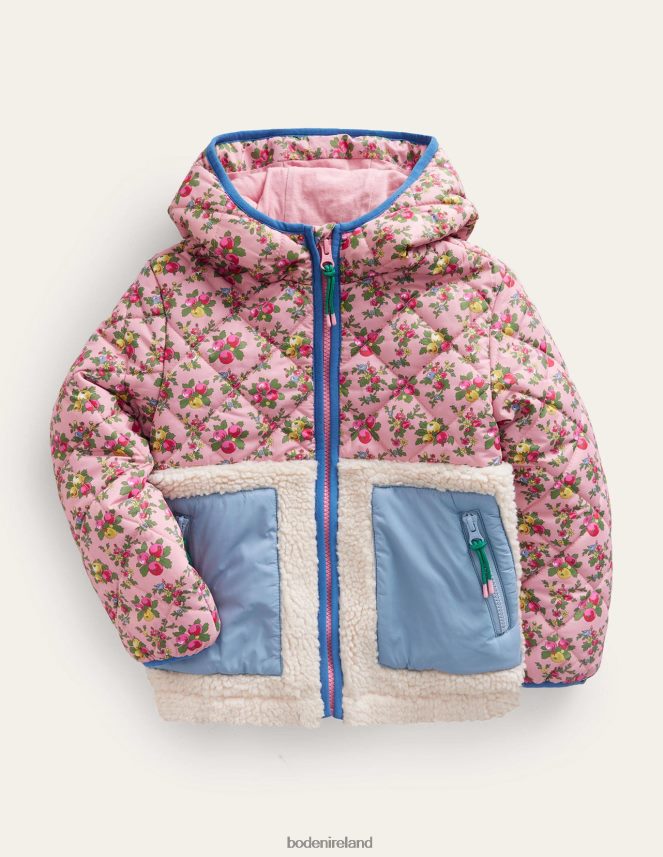 Almond Pink Apple Orchard Clothing Borg Mix Jacket Boden Baby L466L6544