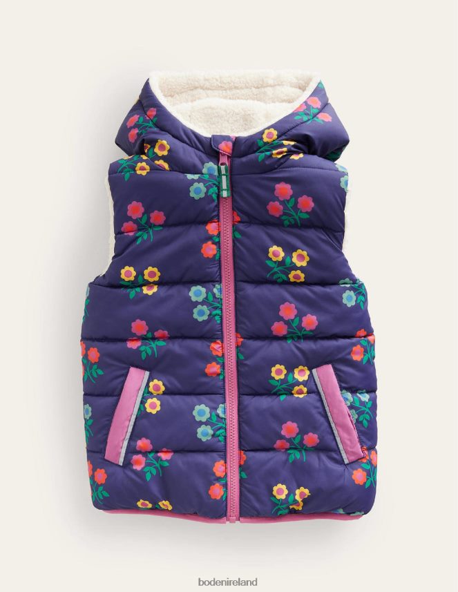 College Navy Flower Clothing Reversible Gilet Boden Baby L466L6547