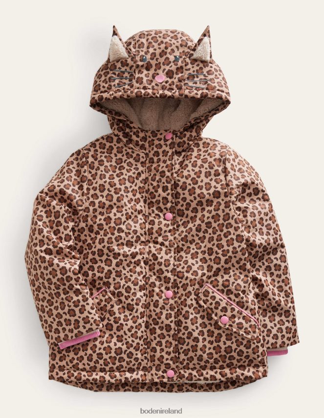 Nut Leopard Print Clothing Sherpa-Lined Anorak Boden Baby L466L6552
