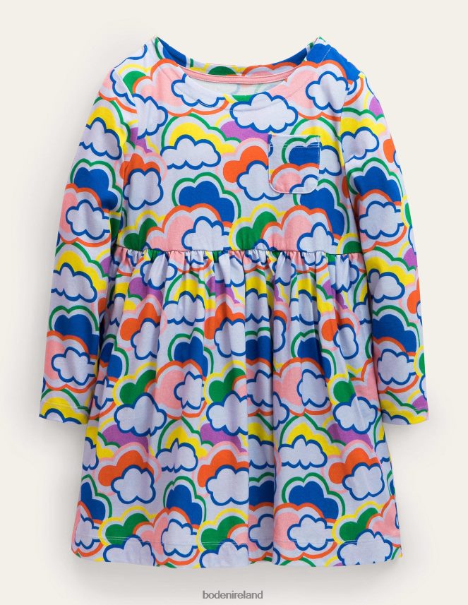 Blue Multi Rainbows Clothing Long Sleeve Fun Jersey Dress Boden Baby L466L63479