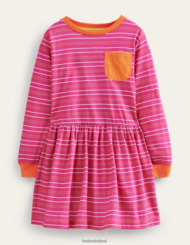Bright Pink Clothing Slub Stripe Jersey Dress Boden Baby L466L6355