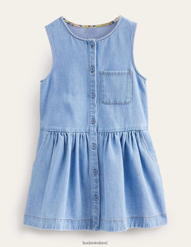 Mid Vintage Chambray Clothing Button Pinafore Dress Boden Baby L466L6352