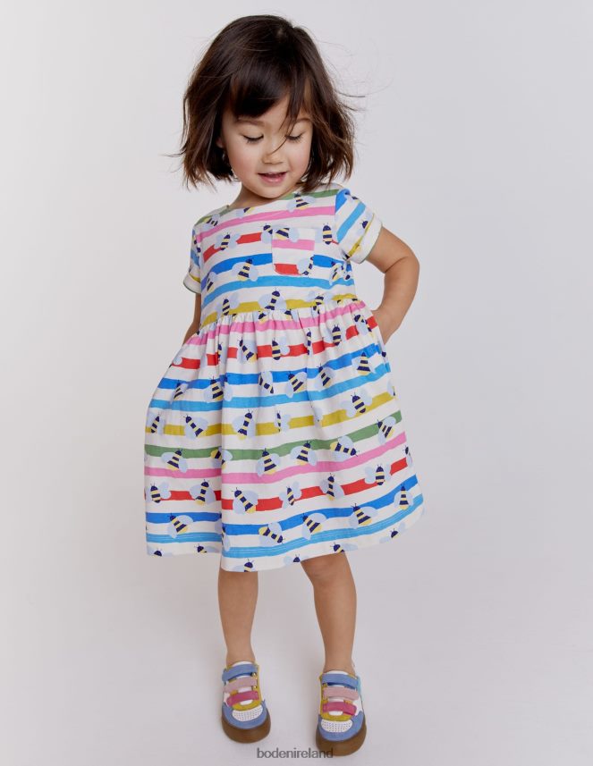 Multi Stripe Bee Clothing Short Sleeve Fun Jersey Dress Boden Baby L466L63480