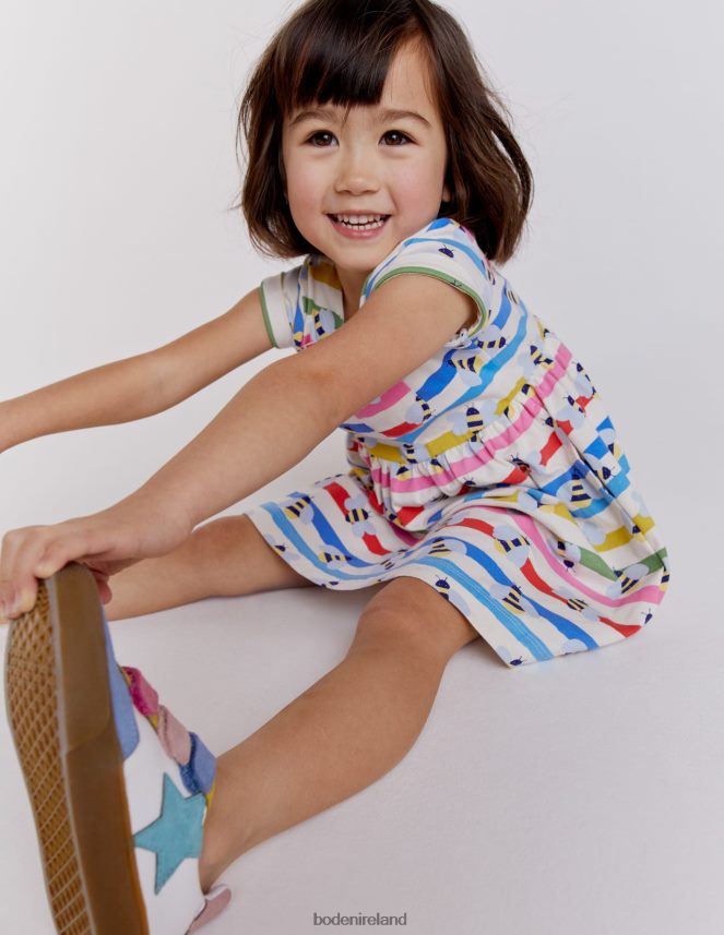 Multi Stripe Bee Clothing Short Sleeve Fun Jersey Dress Boden Baby L466L63480