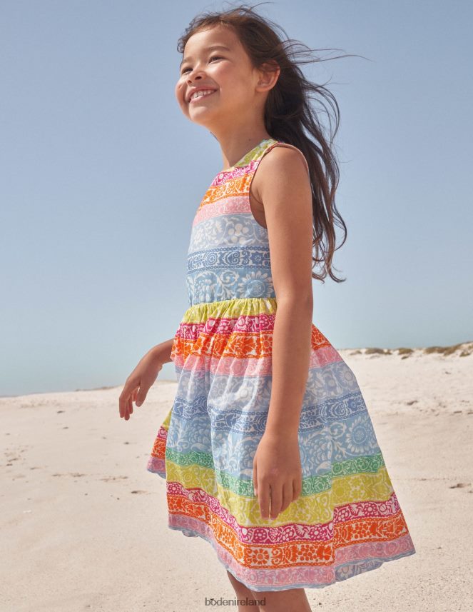 Multi Wallpaper Stripe Clothing Cross-Back Dress Boden Baby L466L63465