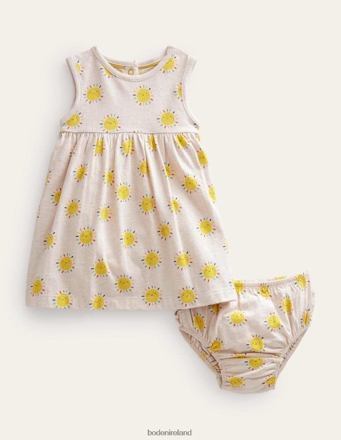 Oatmeal Marl Rainbow Suns Clothing Sleeveless Jersey Dress Boden Baby L466L63471