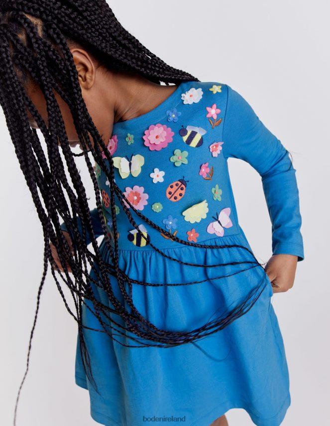 Penzance Blue Floral Clothing Flutter Jersey Dress Boden Baby L466L63384