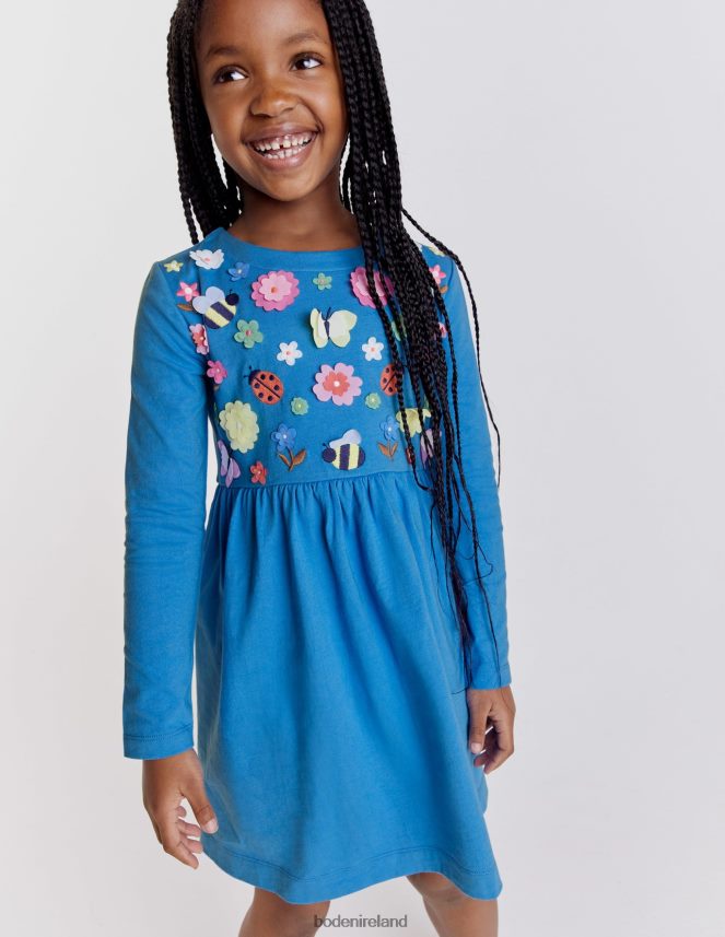 Penzance Blue Floral Clothing Flutter Jersey Dress Boden Baby L466L63384