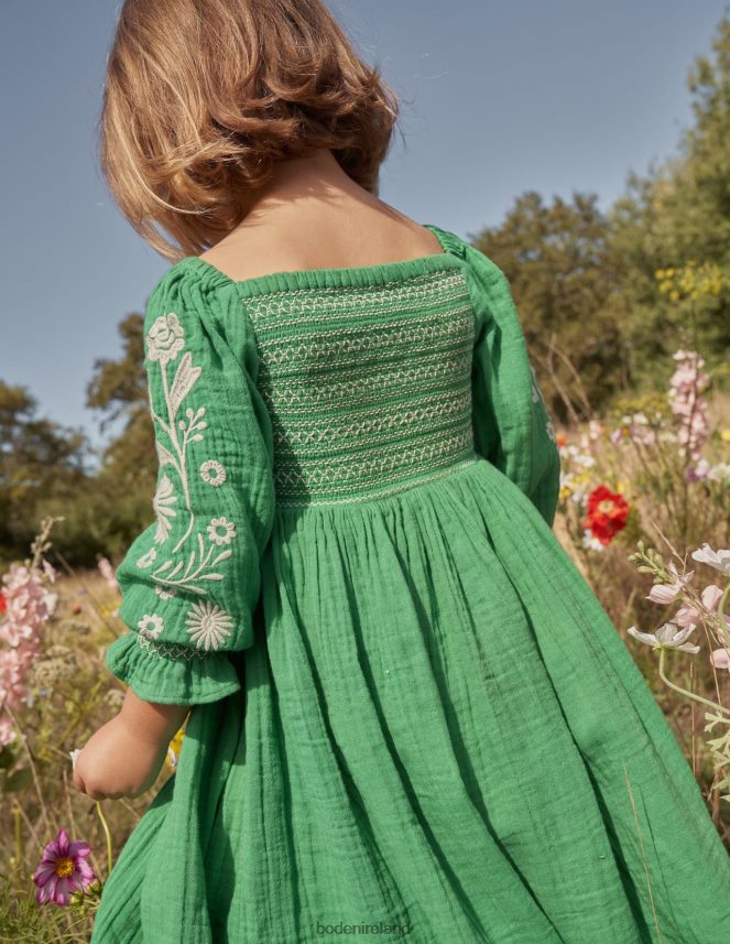 School Green Daisies Clothing Smocked Bodice Woven Dress Boden Baby L466L6346