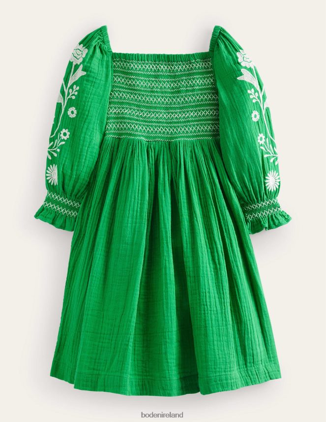 School Green Daisies Clothing Smocked Bodice Woven Dress Boden Baby L466L6346