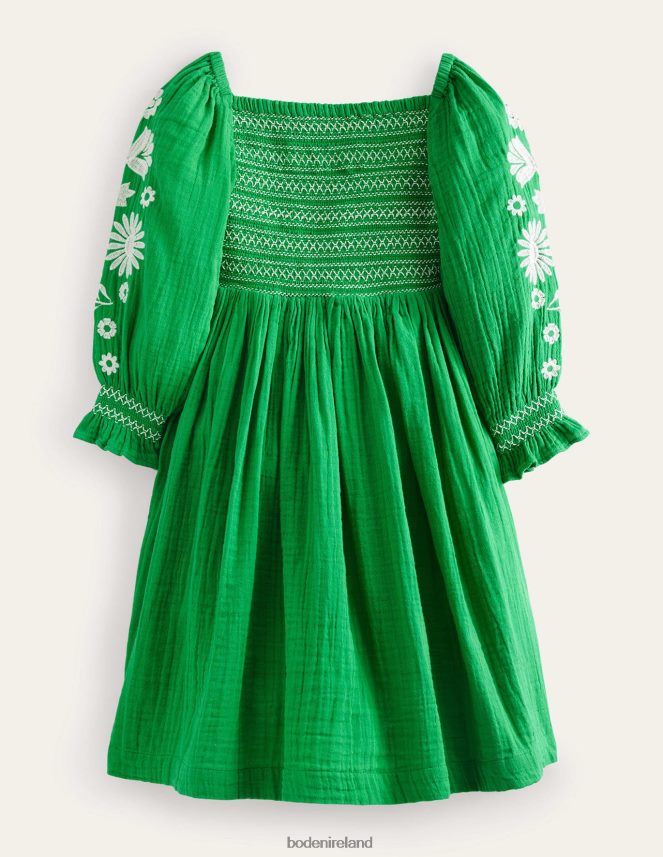 School Green Daisies Clothing Smocked Bodice Woven Dress Boden Baby L466L6346