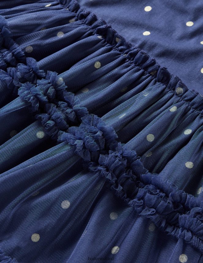 Starboard Blue/Gold Spot Clothing Long Sleeve Jersey Tulle Dress Boden Baby L466L63387
