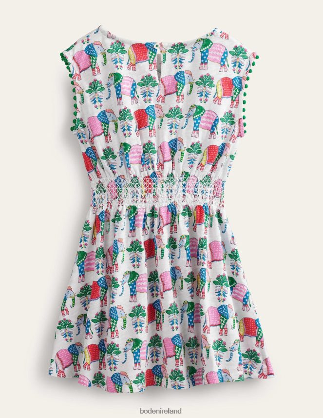 Vanilla Pod Elephant Woodblock Clothing Printed Holiday Dress Boden Baby L466L6366