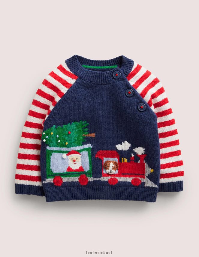 College Navy Train Clothing Cosy Fun Jumper Boden Baby L466L63358