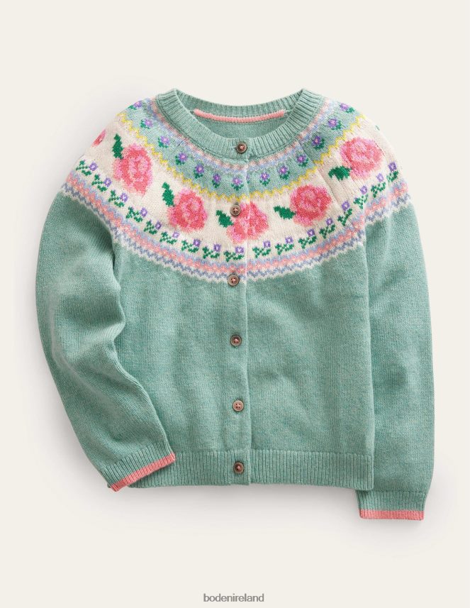 Green Smoke Flowers Clothing Fun Fair Isle Cardigan Boden Baby L466L6542