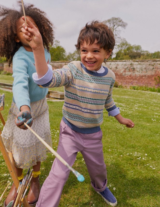 Soft Multi Stripe Clothing Fair Isle Stripe Crew Jumper Boden Baby L466L6535