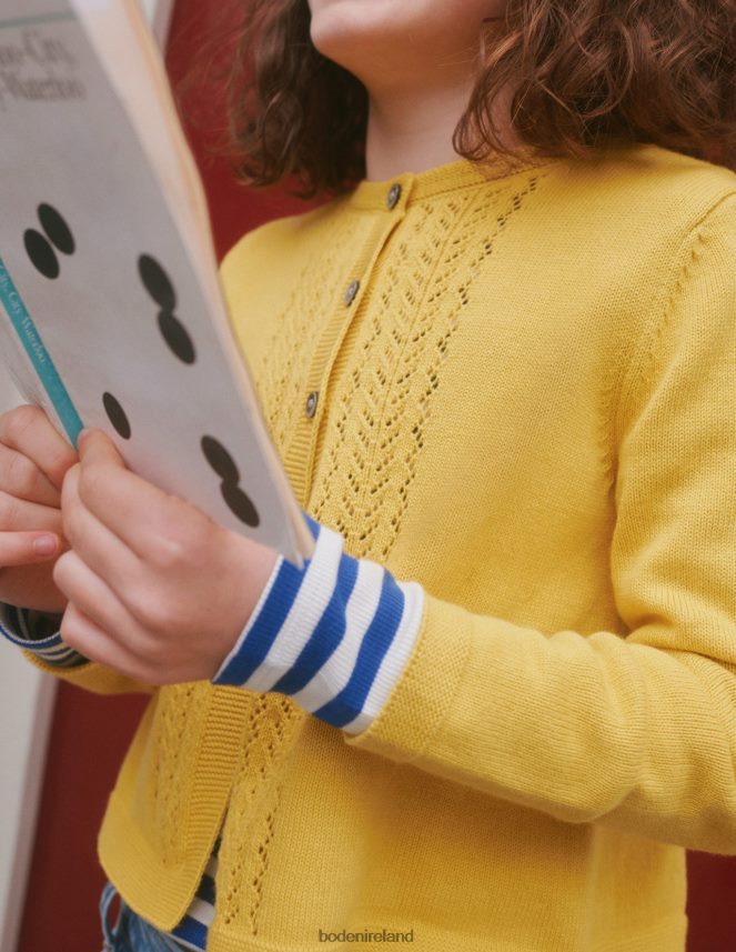 Spicy Mustard Yellow Clothing Pointelle Cotton Cardigan Boden Baby L466L6540