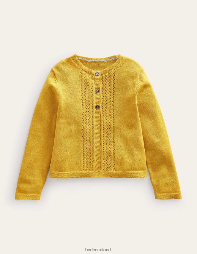 Spicy Mustard Yellow Clothing Pointelle Cotton Cardigan Boden Baby L466L6540