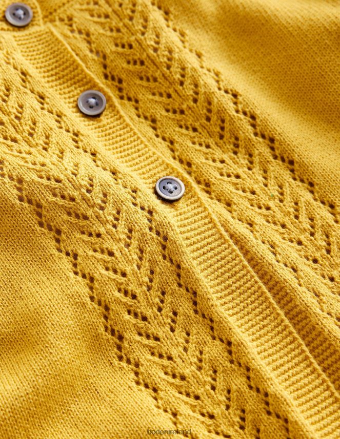 Spicy Mustard Yellow Clothing Pointelle Cotton Cardigan Boden Baby L466L6540