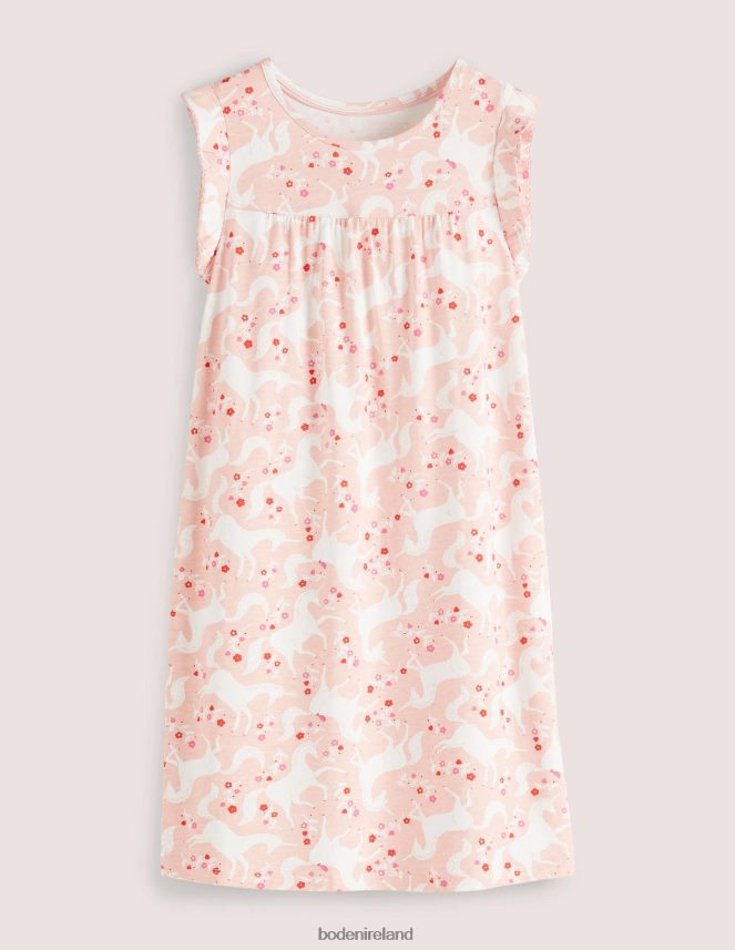 Boto Pink Unicorn Floral Clothing Printed Short-Sleeved Nightie Boden Baby L466L6528