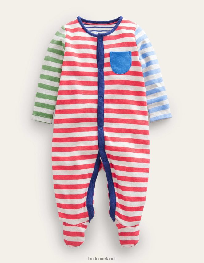 Bright Multi Stripe Clothing GOTS Hotchpotch Sleepsuit Boden Baby L466L63347