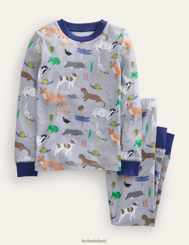 Grey Marl Nature Trail Clothing Snug Single Long John Pyjamas Boden Baby L466L6527
