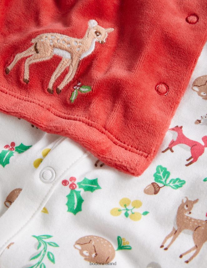 Ivory Festive Woodland Clothing Sleepsuit Set Boden Baby L466L63309