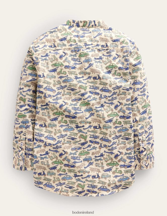 Blue Vechicles Clothing Patterned Grandad Shirt Boden Baby L466L63416