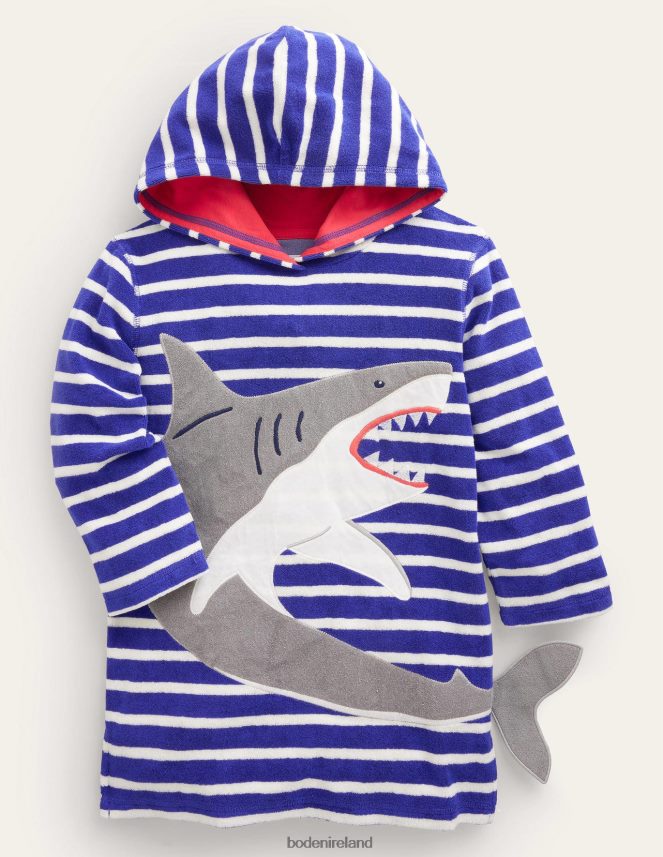 Bluing Blue Shark Clothing Applique Towelling Throw on Boden Baby L466L63431