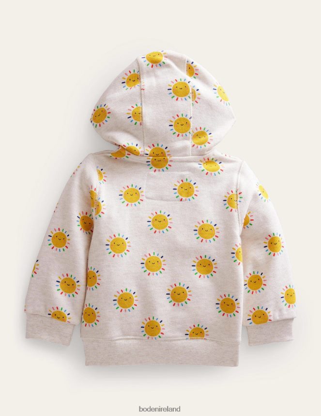 Oatmeal Marl Rainbow Suns Clothing Printed Hoodie Boden Baby L466L63362