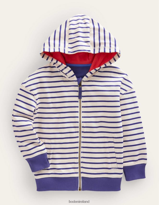 Starboard/Ivory Clothing Jersey Stripy Hoodie Boden Baby L466L63373