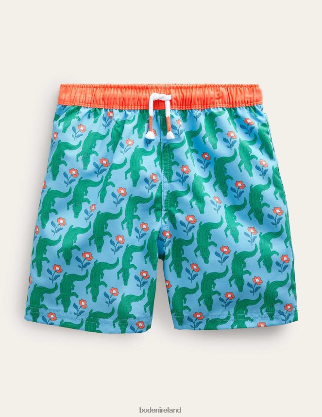 Aqua Crocodile Woodblock Clothing Swim Shorts Boden Baby L466L6465