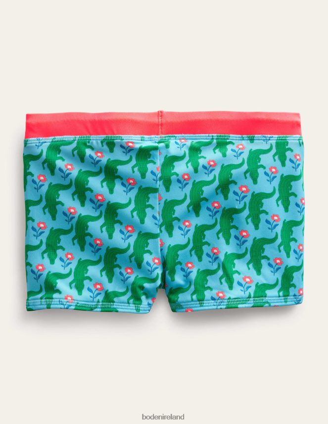 Aqua Crocodile Woodblock Clothing Swim Trunks Boden Baby L466L6474