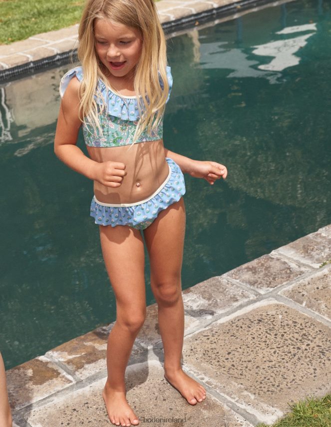 Aqua Sea Floral Vine Clothing Frilly Bikini Boden Baby L466L63398