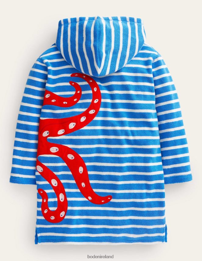 Cabana Blue/Ivory Octopus Clothing Applique Towelling Throw on Boden Baby L466L6455