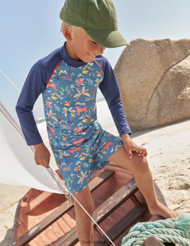 Island Blue Tropical Garden Clothing Printed Rash Vest Boden Baby L466L6436