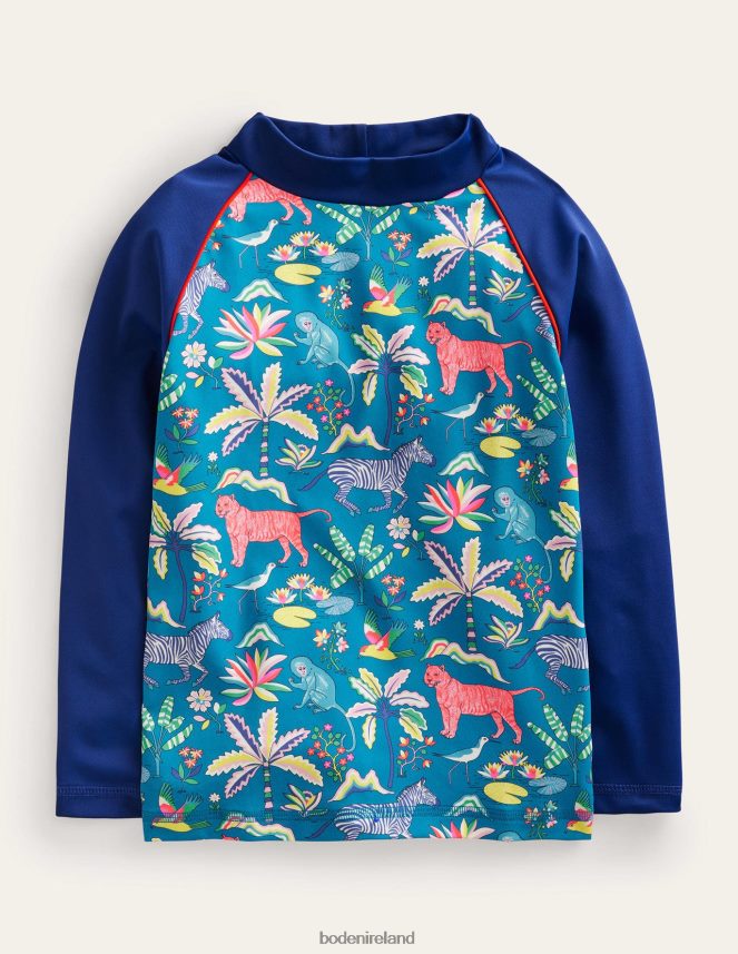 Island Blue Tropical Garden Clothing Printed Rash Vest Boden Baby L466L6436