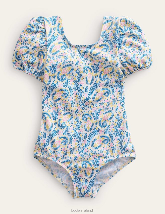 Ivory Paisley Clothing Printed Puff-sleeved Swimsuit Boden Baby L466L6444