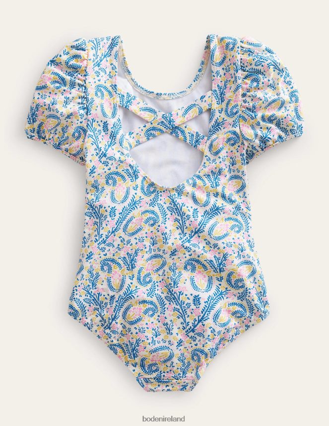 Ivory Paisley Clothing Printed Puff-sleeved Swimsuit Boden Baby L466L6444