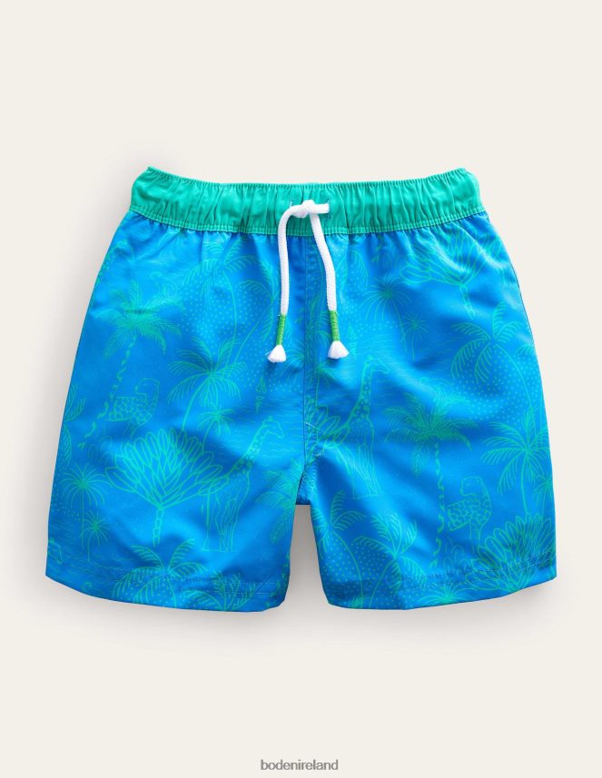 Moroccan Blue Island Palm Clothing Swim Shorts Boden Baby L466L63317