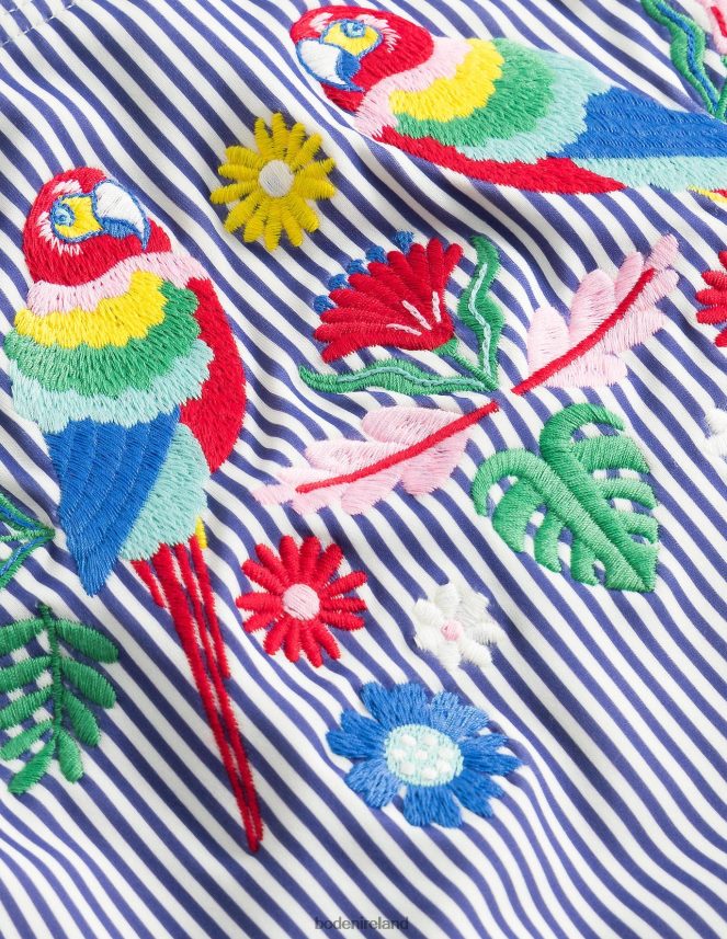 Starboard Ivory stripe & Parrot Clothing Embroidered Swimsuit Boden Baby L466L63333