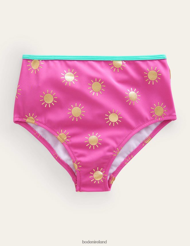 Tickled Pink Gold Foil Suns Clothing High Waisted Bikini Bottoms Boden Baby L466L63447