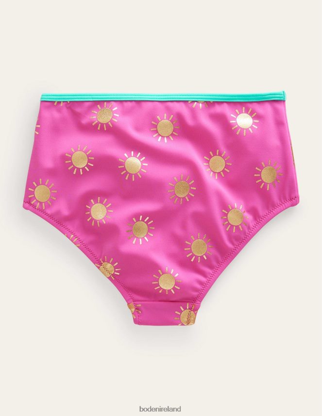 Tickled Pink Gold Foil Suns Clothing High Waisted Bikini Bottoms Boden Baby L466L63447