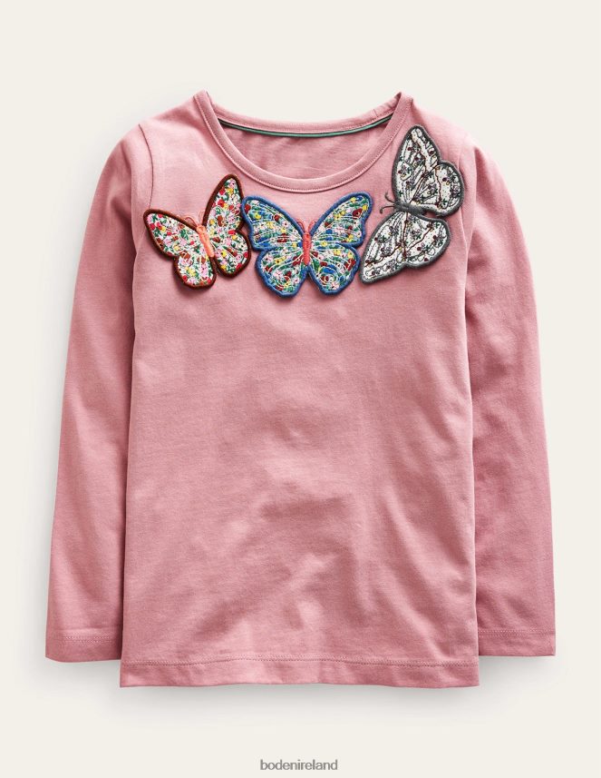 Almond Pink Butterflies Clothing 3D Applique T-Shirt Boden Baby L466L6429