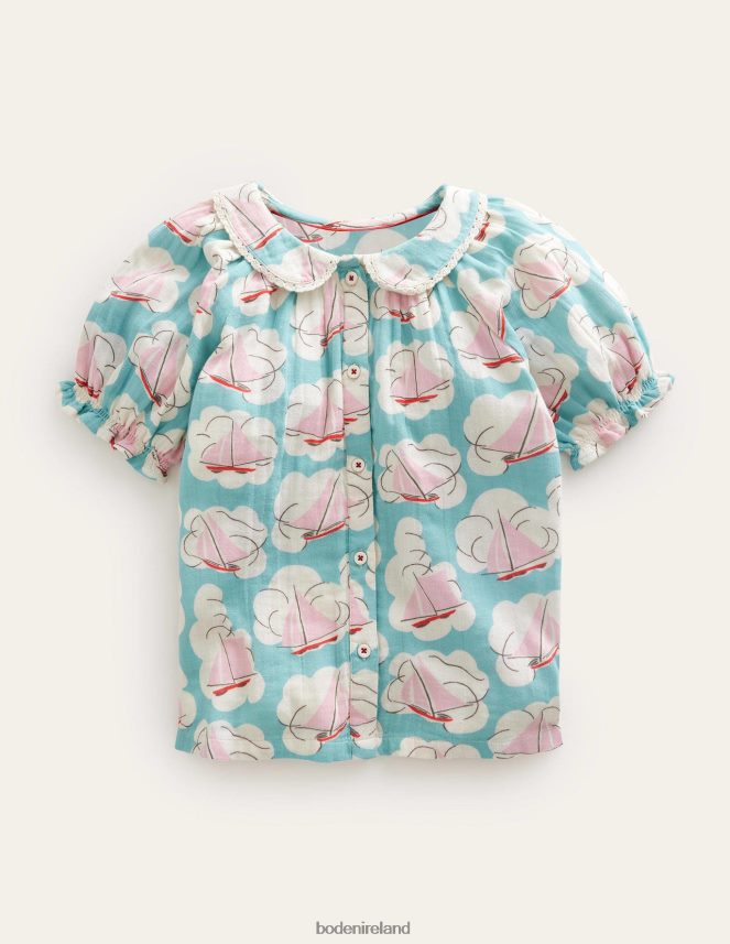 Aqua Boat Print Clothing Short Puff Sleeve Top Boden Baby L466L63452