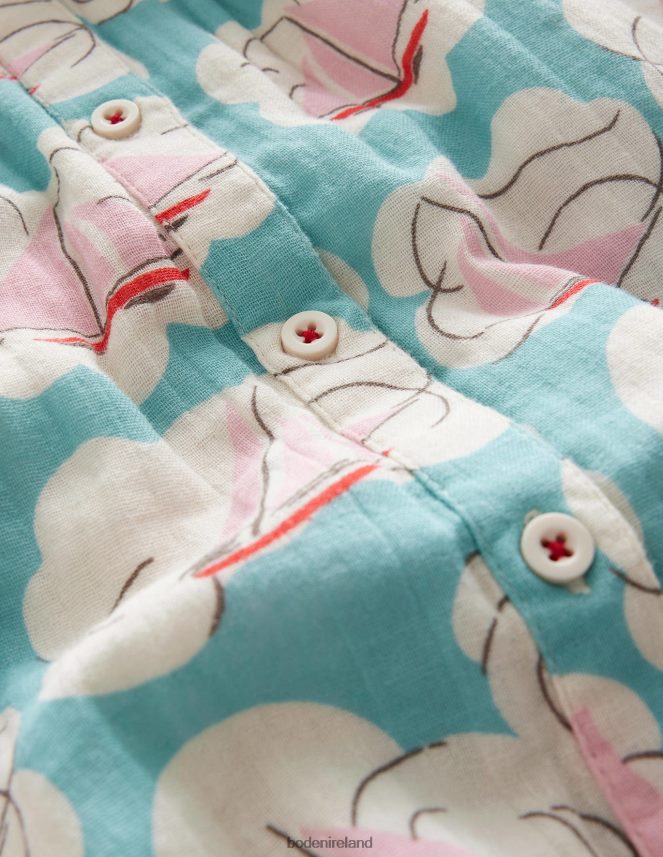 Aqua Boat Print Clothing Short Puff Sleeve Top Boden Baby L466L63452