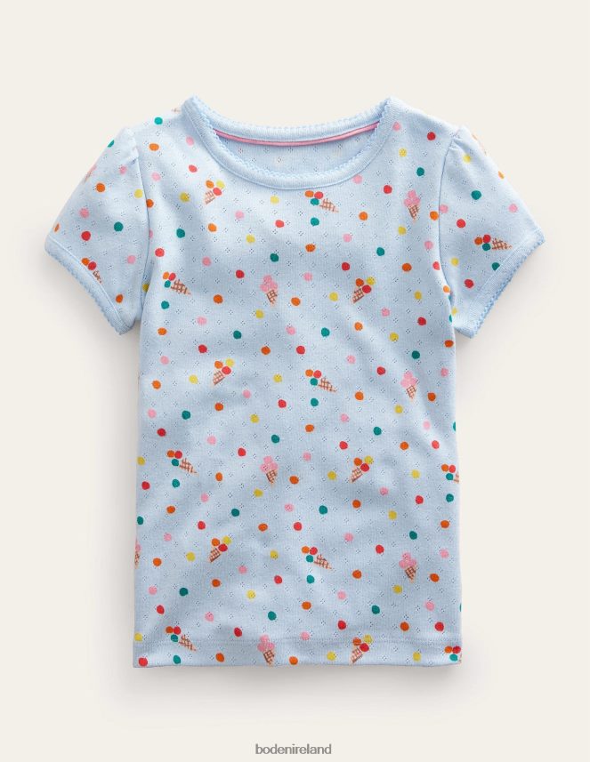 Blue Ice Creams Clothing Short-Sleeved Pointelle Top Boden Baby L466L63489