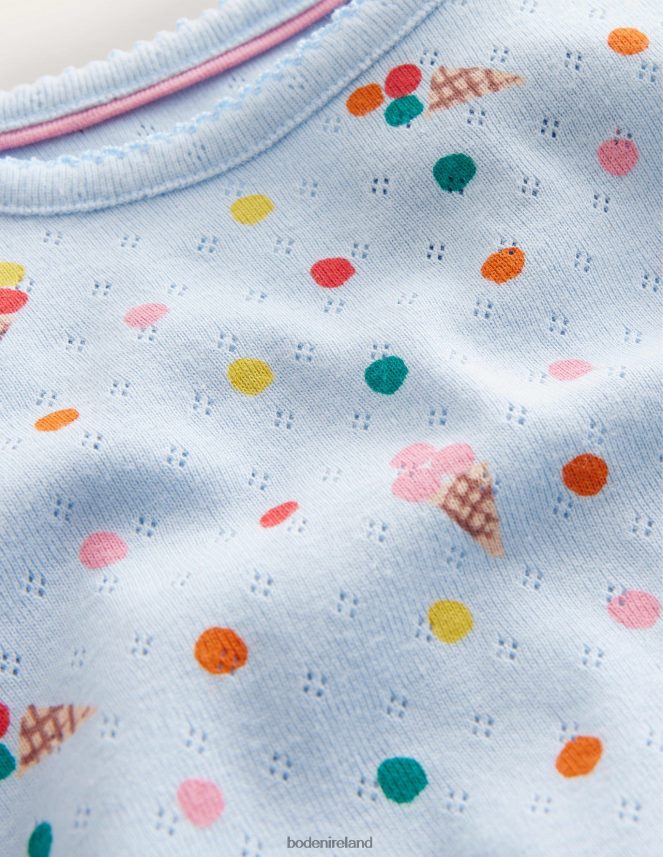 Blue Ice Creams Clothing Short-Sleeved Pointelle Top Boden Baby L466L63489